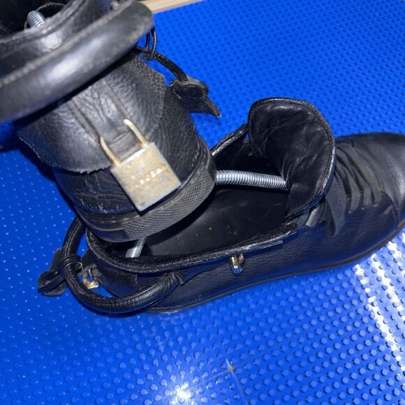 Used Buscemi PadLock Key Buckle Sneakers Size 10 in Black Leather - Picture 5 of 7